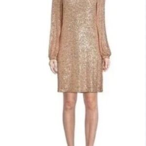 Preston & York Gold Sequin Long Sleeve Dress - Size 12